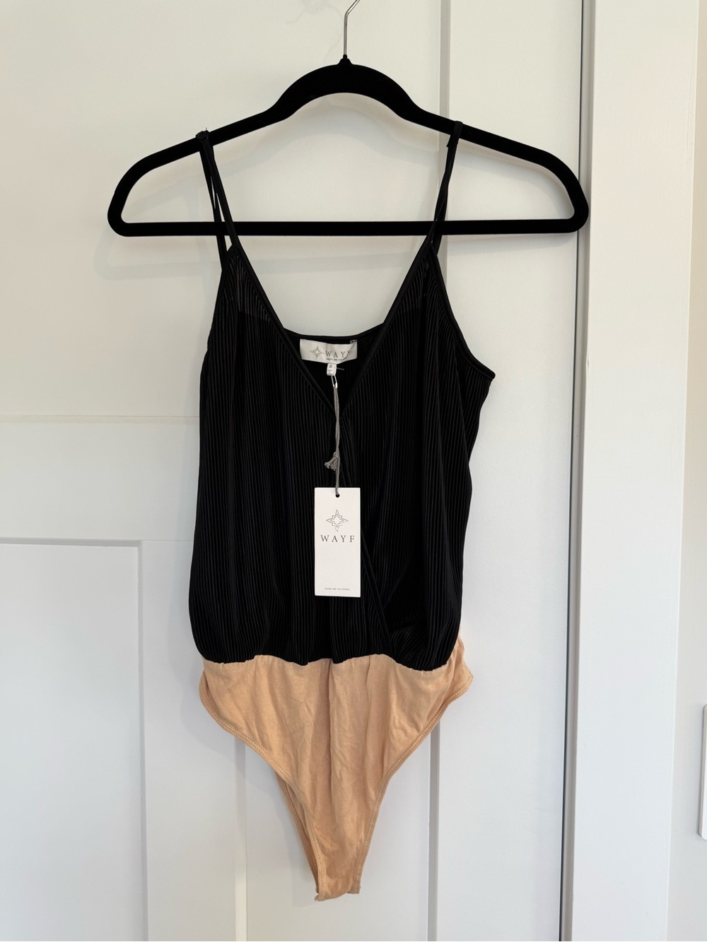 WAYF Black Ribbed Tanga Bodysuit Cami Sleeveless NWT Small